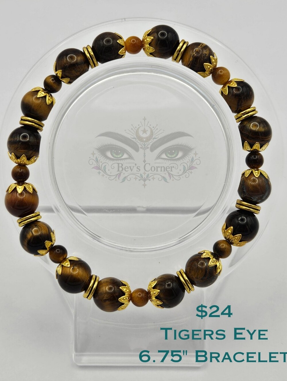 Handmade Gold-Accented Tiger's Eye Stretch Bracelet